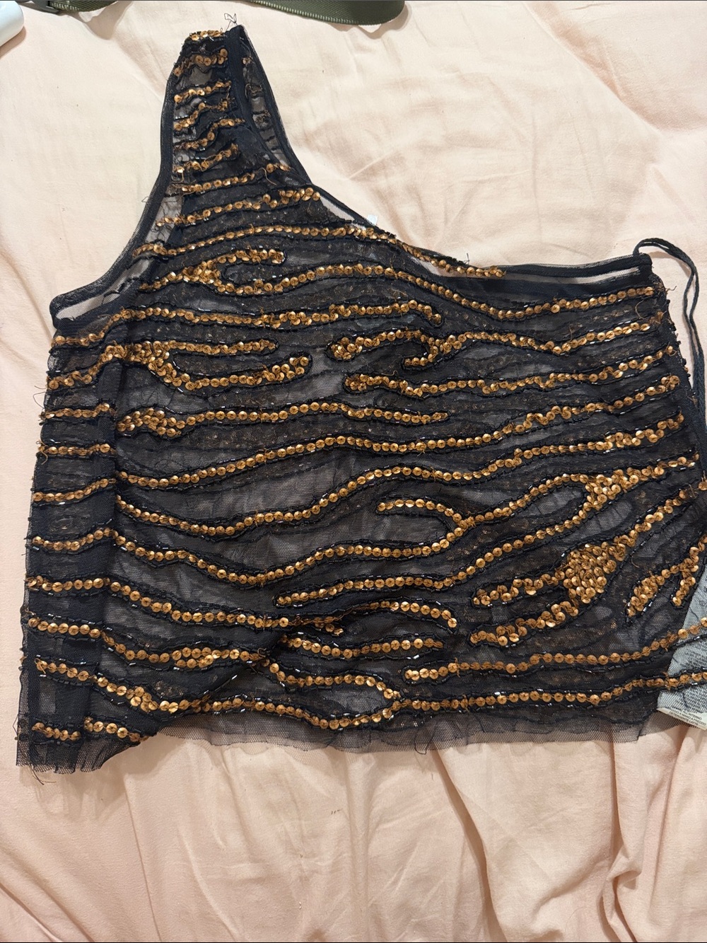 Free People Black Sequin One-Shoulder Women's Top